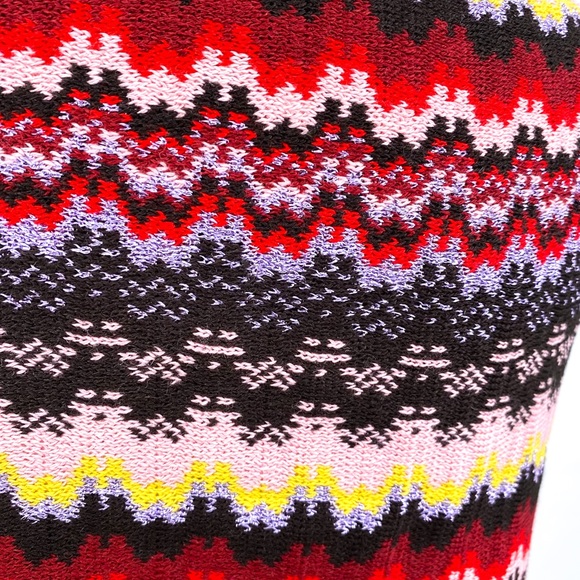 MISSONI Womens Zigzag Wool Blend Fringe Scarf Pink - Picture 4 of 6